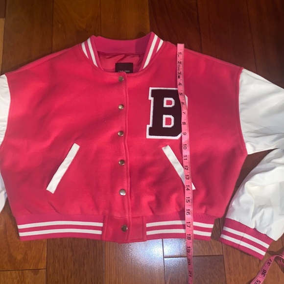 Barbie Pink Varsity Letter Baseball Jacket Love Tree Coat Large - Picture 12 of 13